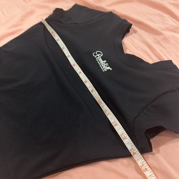 Bombshell Sportswear White Logo Mesh Jersey Side Tie Crop Top Tee Shirt Black - Picture 10 of 12